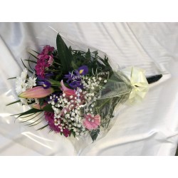 Seasonal Funeral Spray Pink and White