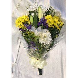 Yellow and White Funeral Spray